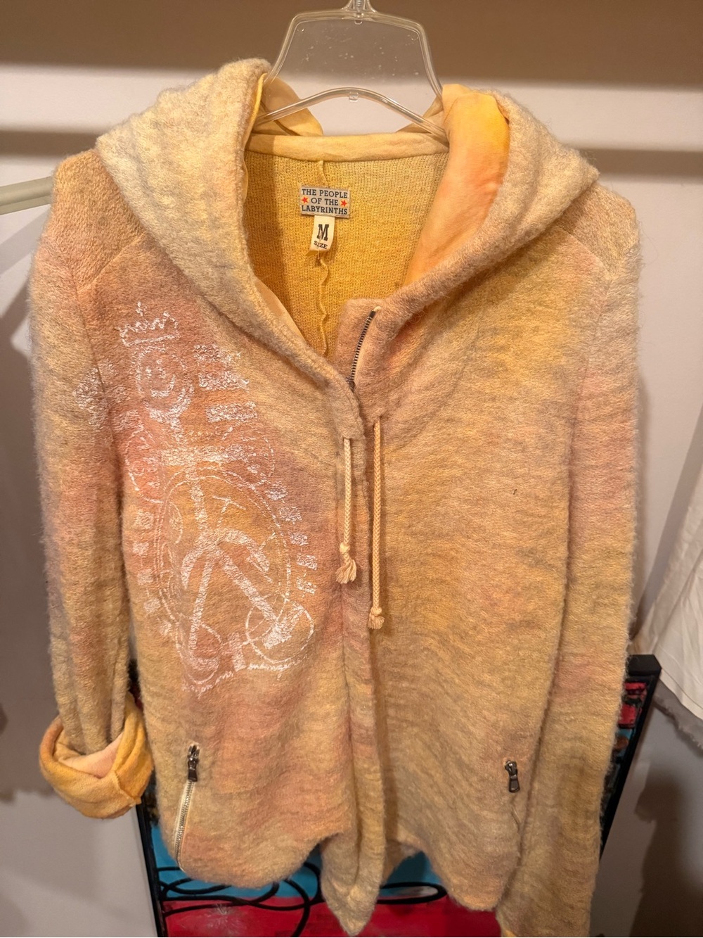 The People of the Labyrinths Yellow-Peach Zip Hoodie